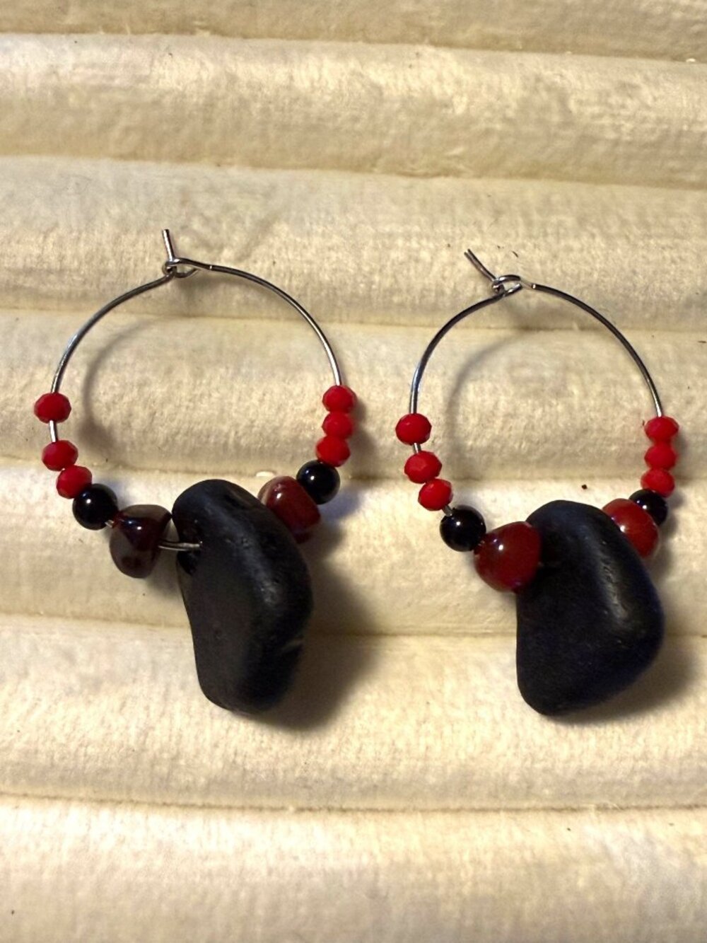 Seaham Crimson Tide – Rare Pirate Glass Hoop Earrings
